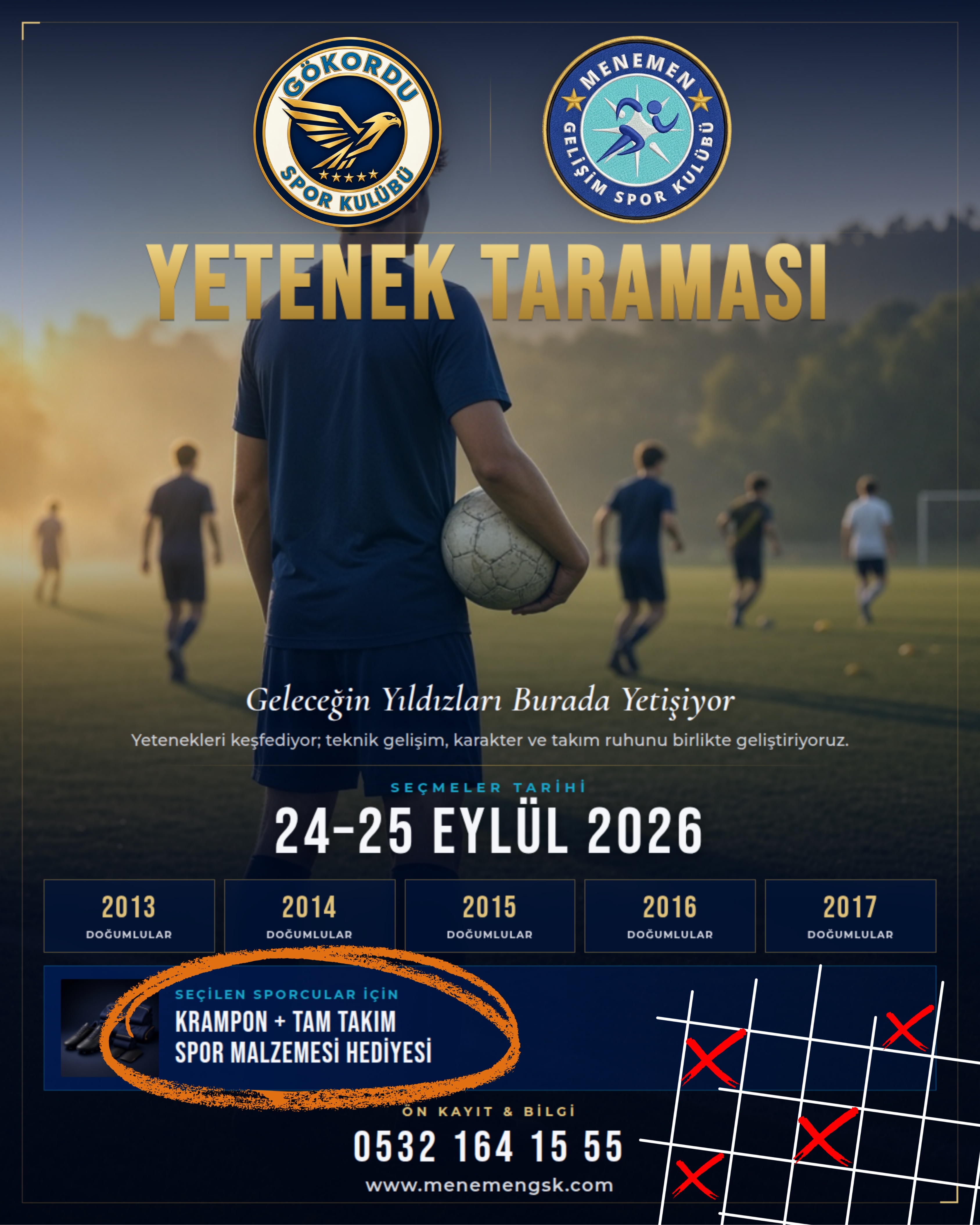 Yetenek Taraması afişi — Seçmeler 24-25 Eylül 2026, 2013-2017 doğumlular